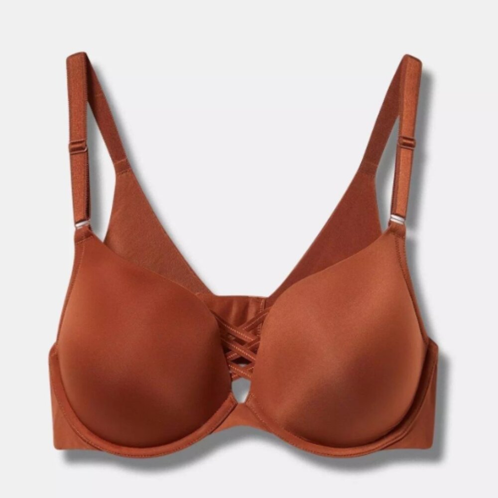 TORRID XO Plunge Push-Up Bra - Toffee / rust color - size 44D